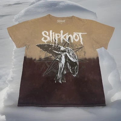 Rare Slipknot Concert Tour SHIRT MEDIUM Brown Tan 2-tone Speed Metal Vintage - Image 1 of 4