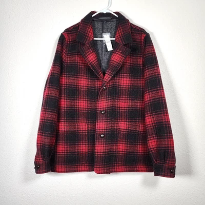 J Crew Red Black Plaid Ludlow Overcoat New English Wool Limited Edition Large - Image 1 of 4