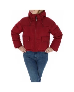 Pepe Jeans PW033170 Burgundy Cropped Puffer Women Bordeaux Jackets - Picture 1 of 4