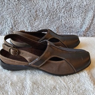 Easy Spirit Women Leather Sportster Slingback Mule Size 7.5M Brown Comfort Wave - Image 1 of 4
