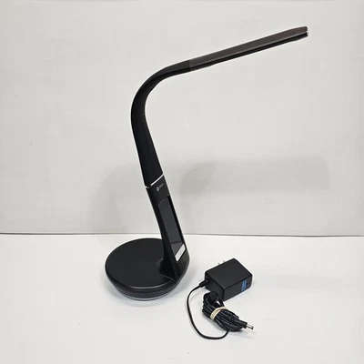 Ottlite Wellness Series LED Desk Lamp/Clock and Wireless Charging Station. Black - Image 1 of 4