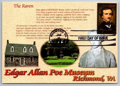Maxi tarjeta #4377 Edgar Allen Poe FDC Foto 1 de 2