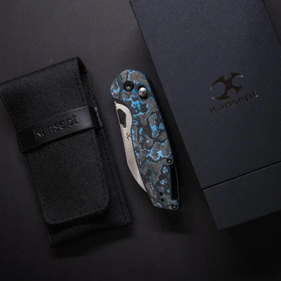 Cuchillos Kansept Modelo 6 Cuchillo Plegable 3.13" Satinado CPM S35VN Hoja de Acero Mango CF Foto 1 de 3