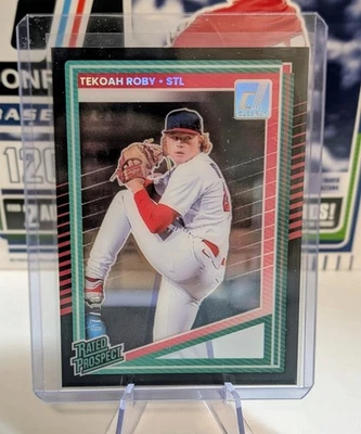 Tekoah Roby #196 2025 Donruss Black Clearly Rated Prospects 7/10 Cardinals SSP - Image 1 of 3