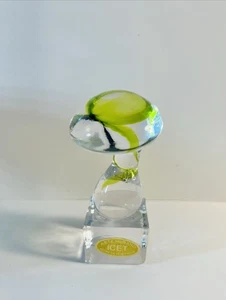 Vintage Murano Italien Toskanei Kunst klar & grün Glas Pilz 4" Figur - Bild 1 von 11