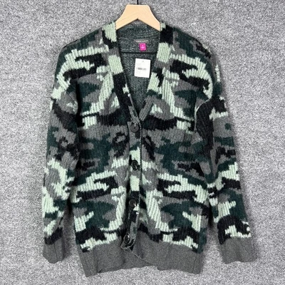 Cárdigan suéter para mujer Vince Camuto camuflado gris verde negro talla M abotonado Foto 1 de 4