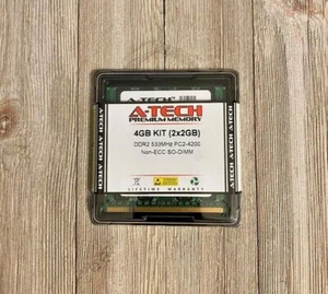 DDR2 Laptop Memory RAM 4GB Kit (2x2GB) 533MHz PC2-4200 Non-ECC A-TECH Brand New - Bild 1 von 1