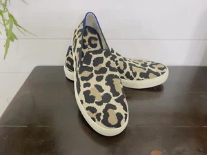 NWOB Rothy’s Leopard Print Knit Round Toe Slip On Low Top Sneakers Womens Size 9 - Picture 1 of 7