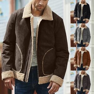 Classic Men's Fur Lined Lapel Collar Winter Coat Jacket Outwear Parkas