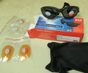 PE GOGGLES / SUNGLASSES WITH 3 LENS AND STORAGE BAG - MOTORCYCLE SPORT ATV ++ - Bild 1 von 9
