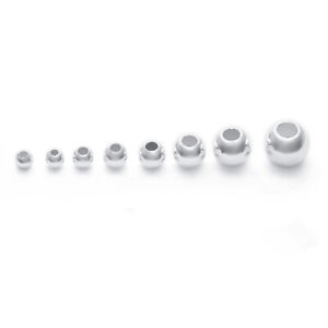 500Pcs 2mm-10mm 925 Sterling Silver Round Glossy Beads Jewelry Making Supplies