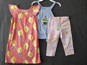Carter's Summer Dress & Cat & Jack Pajamas Set 3-Piece Multicolor Size 6 - Picture 1 of 10