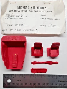 '34 Ford INTERIOR Resin Red Plastic Model Kit Parts AMT 1/25 Buckeye Miniatures - Picture 1 of 8