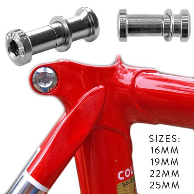 Perno de abrazadera de tija de sillín de acero CroMo 16 mm, 19 mm, 22 mm, 25 mm estilo vintage  Foto 1 de 3