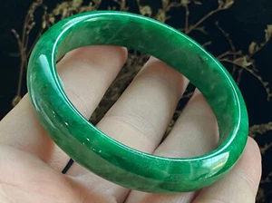 60mmCertificate (Grade A)Myanmar Natural Icy Green Jadeite Jade Bangle+4486 - Picture 1 of 9