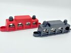 4 Way Terminal Junction Block Busbar 3/8' 250 amp 12v with Covers - Black & Red