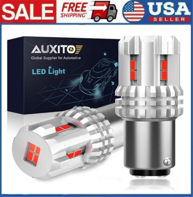 AUXITO 1157 LED Strobe Flashing Brake Tail Light Bulbs Red For Ram Toyota Honda - Image 1 of 4