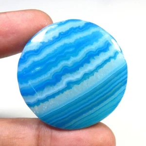 Blue Onyx Geode Round Gemstone 35 mm Natural Agate Onyx Cabochon 85 Cts OD-1052 - Picture 1 of 11
