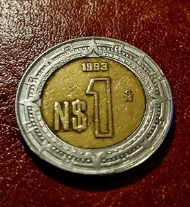 Estados Unidos Mexicanos 1993 N$ 1 Peso Bronze & Aluminum coin - Picture 1 of 4