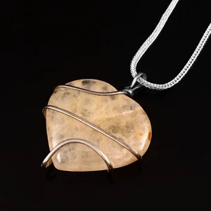Precioso Forma Corazón Aventurina Piedra Cables Envolvente Colgante para Hombre - Imagen 1 de 9