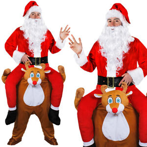 ADULTS REINDEER PICK ME UP SANTA SUIT RIDE RUDOLPH FATHER CHRISTMAS FANCY DRESS