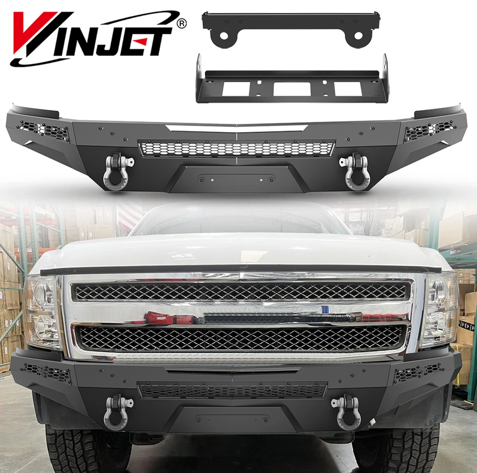 3 in 1 Front Bumper Bull Bar For 2014-2015 Chevy Silverado 1500 Black Steel