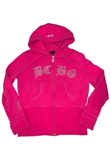 Vintage 1990's BCBGMaxAzria Hot Pink Track Suit Blingy Bootcut Bottoms Full Zip - Picture 1 of 15