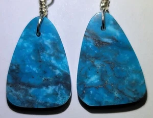 Echter Kingman blau türkis Damen Zubehör hängender Ohrring Sterlingsilber Haken - Bild 1 von 7