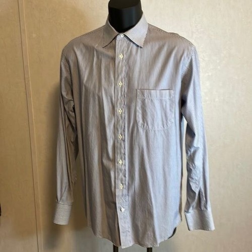 Camicia Burberrys of London blu bianca a righe manica lunga con bottoni taglia 16 5 35