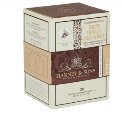 Harney & Sons White Vanilla Grapefruit 20 count box wrapped sachets - Image 1 of 2