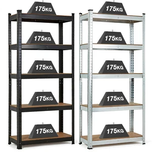 GARAGE SHELVES SHELVING 5 TIER UNIT RACKING BOLTLESS HEAVY DUTY STORAGE SHELF - Picture 1 of 35