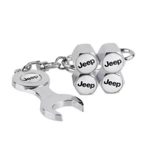 4pc Car Wheel Keychain Wrench Tire Air Valve Dust Stem Cap Cover For Jeep Metal - Picture 1 of 1