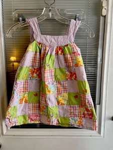 Gymboree Butterfly Blossoms Dress Purple Patchwrk Stripe Floral Sleeveless Sz 5T - Picture 1 of 6