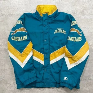 VTG 90s NFL JACKSONVILLE JAGUARS LOGO STARTER PUFFER JACKET SIZE XL - Picture 1 of 10