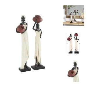 Polystone Woman Decorative Sculpture Standing African Home Decor Statues with... - Picture 1 of 11