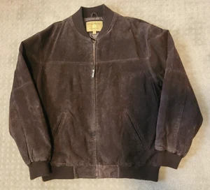 Vintage Boston Harbour Brown Suede Leather Bomber Jacket Men’s 1XLT Full Zip - Picture 1 of 9