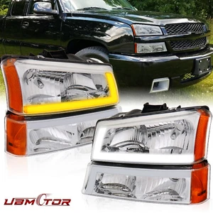 Faros cromados señal secuencial LED DRL para 03-07 Chevy Silverado Avalanche - Imagen 1 de 14