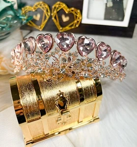 Queen of Heart Tiara, Pink Heart Crown, Fairy Headband, Quinceanera Headpiece - Picture 1 of 7