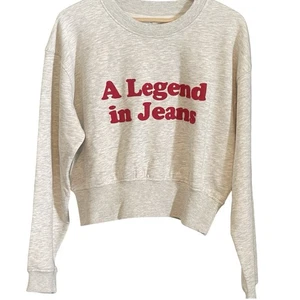 Wrangler Crop Sweatshirt Size Small Crewneck Long Sleeve Legend In Jeans NWT - Picture 1 of 6