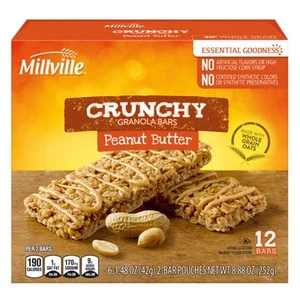 Millville Peanut Butter Crunchy Granola Bar 2 packs, 6 count - Pack of 2 - Picture 1 of 4