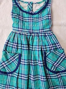Sweet Honey Girls Green Blue Plaid Dress Size 6 Preowned - Picture 1 of 8
