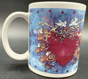Lucy Rigg Valentines  Coffee Mug You Make My Heart Soar Bears Love Doves Red - Picture 1 of 8