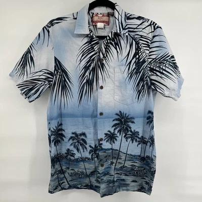 Camisa hawaiana vintage RJC para hombre talla pequeña hecha en Hawai EE. UU. playa palmeras Foto 1 de 4