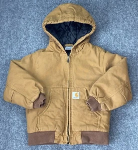 Carhartt Youth Size XS (6) Brown Canvas Coat Jacket Lined Quilted Hood - Picture 1 of 11