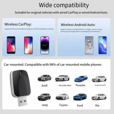 USB 2025AutoWireless CarPlay Adapter For Apple Android Wireless Dongle Plug＆Play - Image 1 of 4