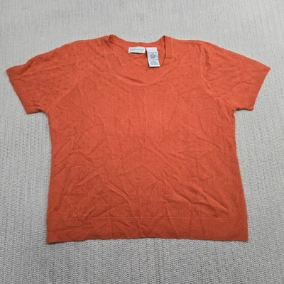 White Stag Sweater Womens XL Orange Textured Short Sleeve Pullover Top Shirt - Image 1 of 4