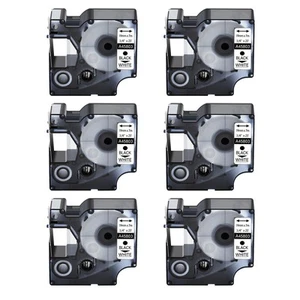 6PK For DYMO D1 45803 LabelManager 300 350 Black on White Label Tape 3/4"×23ft - Picture 1 of 12