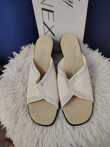 Onex White Studded Slip On Heels Cream Ivory Women's size 9 - Picture 1 of 9