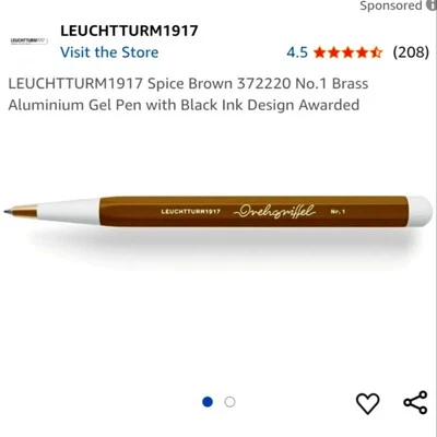 ❤️BUY 5 GET 3 FREE  Leuchtturm1917 Spice Brown Gel Pen, Retail Price $28.50 - Image 1 of 4