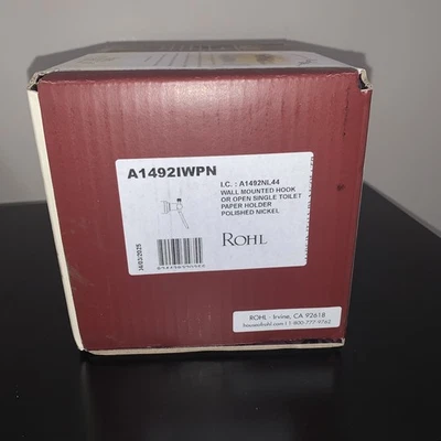 Rohl A1492IWPN Gancho montado en la pared/soporte de papel higiénico único abierto níquel pulido Foto 1 de 4